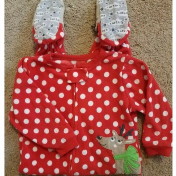 Kids Carter's Christmas Footed PJ's with Reindeer 18-month - Picture 4 of 5